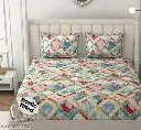Premium Cotton Elastic Fitted Bedsheets with 2 Pillow Covers | Double Bed with All Around Elastic |Multicolor