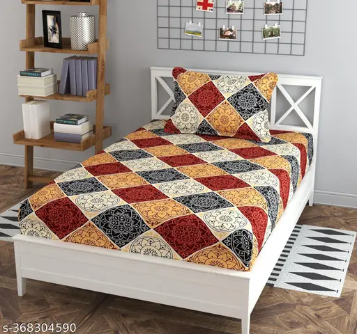   Single Bed Bedsheet With 1 Pillow Covers /Long Lasting & Wrinkle Free with size of 152x228 cm