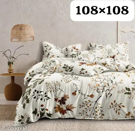 100% Cotton King Size Flat Bedsheet 275x275 | Bedsheets With 2 Pillow Covers(20*30) | 108x108 inch King Size Flat Bed Sheets 9ft * 9ft