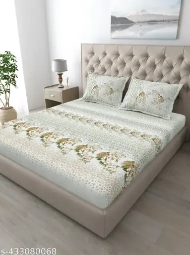 Luxury Cotton King Size Spring glory Bedsheet With 2 Pillow Covers 